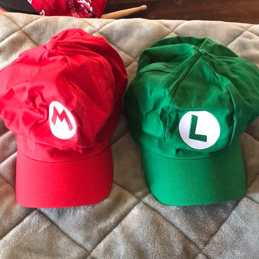Mario and Luigi hats.